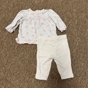 Little Me Pink and White dog Baby outfit 6 months